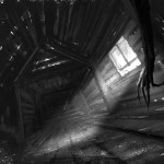 Moster in a dark attic